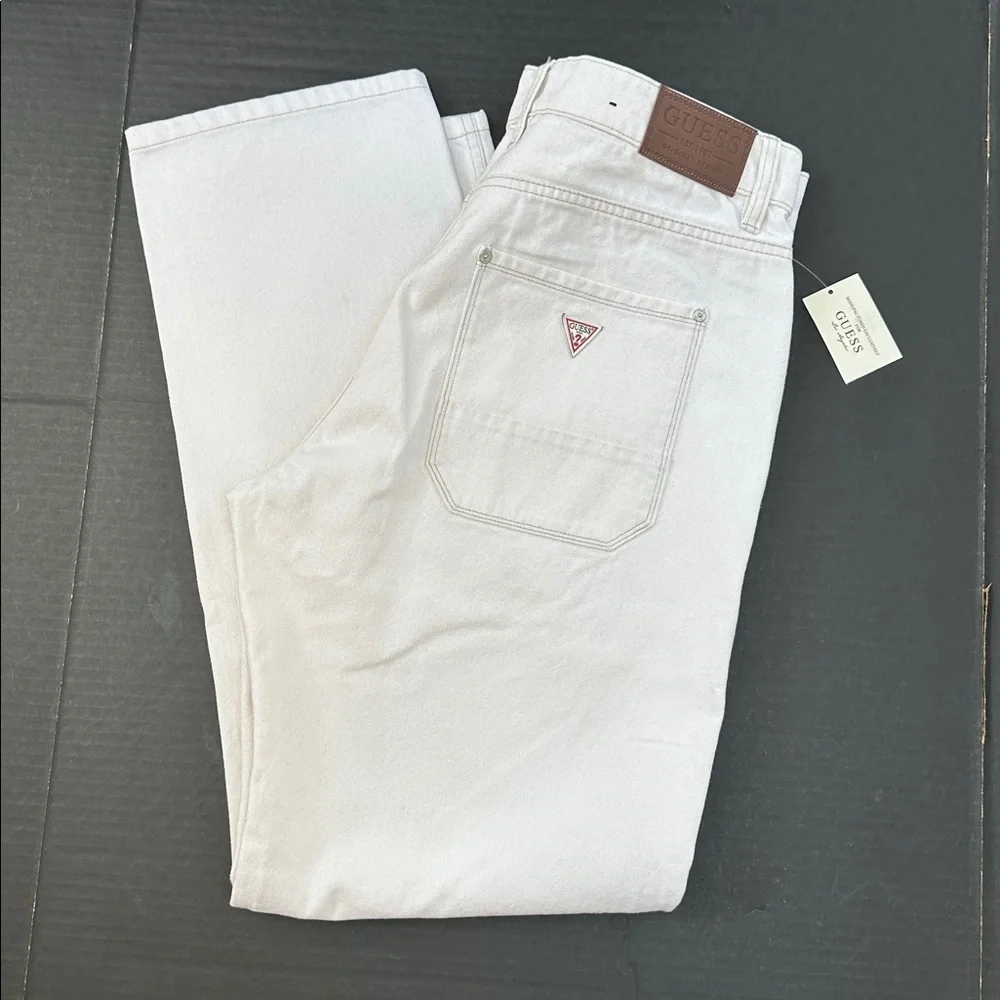 New Guess Men's Off-White Straight Jeans SZ 34